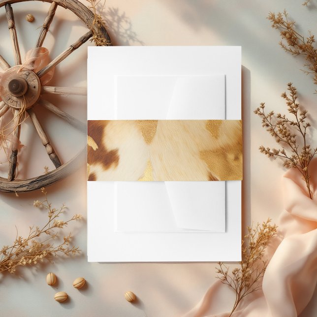 Rustikaler Western Hochzeit Cowhide Einladungsbanderole (Rustic Western Wedding Cowhide Invitation Belly Band)