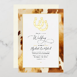 Rustikaler Western Hochzeit Cowhide Folieneinladung
