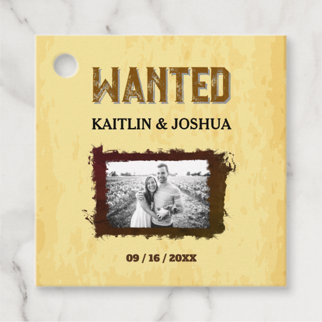 Rustikaler Western Hochzeit 🤠 GEWOLLT Foto Geschenkanhänger (Vorderseite)