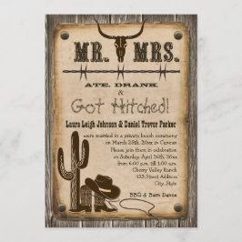 Rustikaler Western Hochzeitsempfang aus Holz Einladung