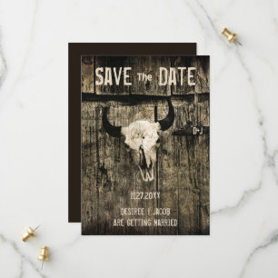 Rustikaler Western Hochzeitskuhschädel Save the Da Save The Date