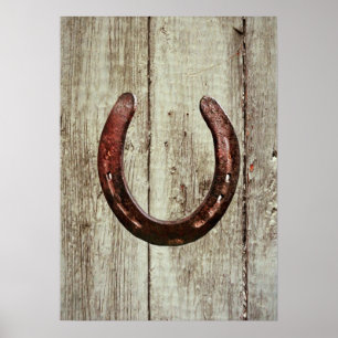 Rustikaler Western Horseshoe Barn Wood Poster