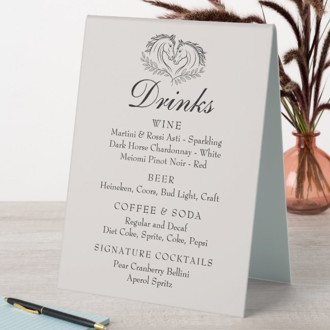 Rustikaler Western Land Hochzeiten Bar Drinks Tischaufsteller (In Situ (Tisch))