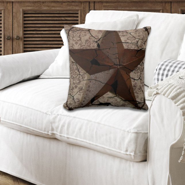 Rustikaler Western Land Primitive Texas Star Kissen (Rustic Western Country Primitive Texas Star Throw Pillow)