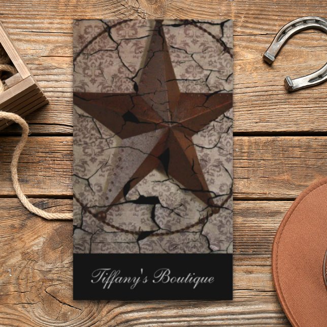 Rustikaler Western Land Primitive Texas Star Visitenkarte (Rustic Western Country Primitive Texas Star Business Card)