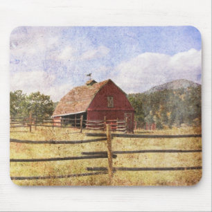 Rustikaler Western Landbauernhof Primitive Rote Ba Mousepad