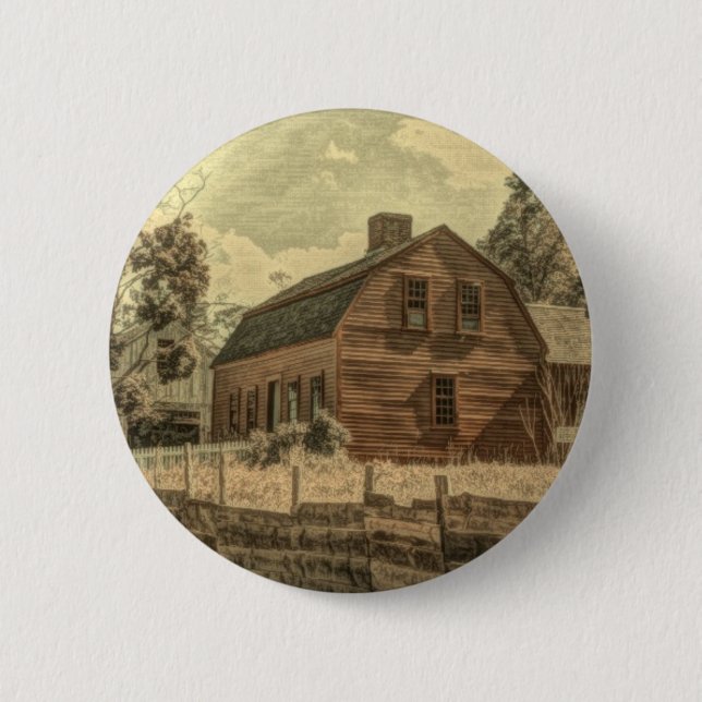 Rustikaler Western Landhaus Chic Red Barn Button (Vorderseite)