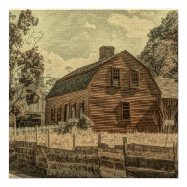 Rustikaler Western Landhaus Chic Red Barn Poster (Vorderseite)