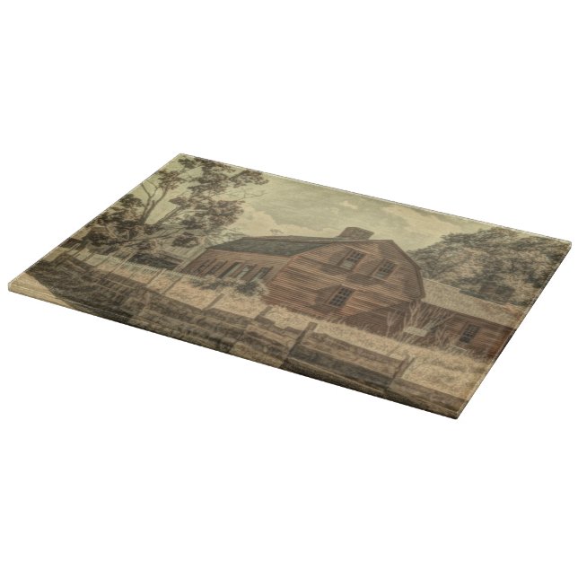 Rustikaler Western Landhaus Chic Red Barn Schneidebrett (Ecke)