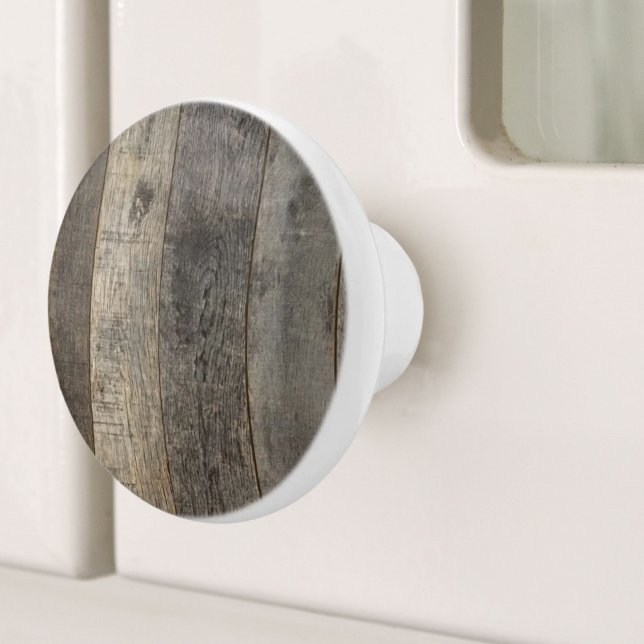 Rustikaler Western Landhaus Grauer Barnholz Keramikknauf (Rustic Western Country Farmhouse Grey Barn Wood Ceramic Knob)