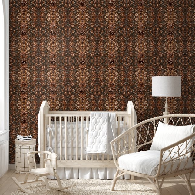Rustikaler Western mit Leder besticht durch Blumen Tapete (Kinder)