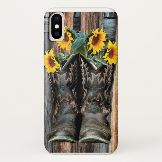 Rustikaler Western Pferde Cowboy Stiefel Sonnenblu Case-Mate iPhone Hülle (Rückseite)
