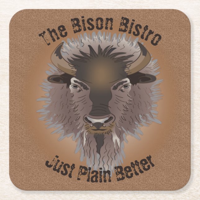 Rustikaler Western Plains Bison Rechteckiger Pappuntersetzer (Vorderseite)