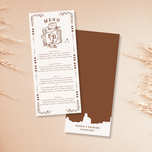 Rustikaler Western Ranch Farm Barn Cowboy Boots Menükarte (Von Creator hochgeladen)