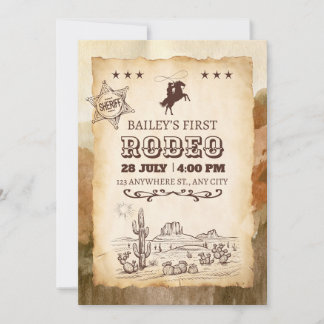 Rustikaler Western Rodeo Cowboy First Rodeo Geburt Einladung