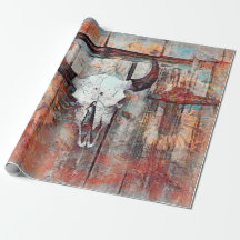 Rustikaler Western Rust Brown Bull Skull Sonnenblu