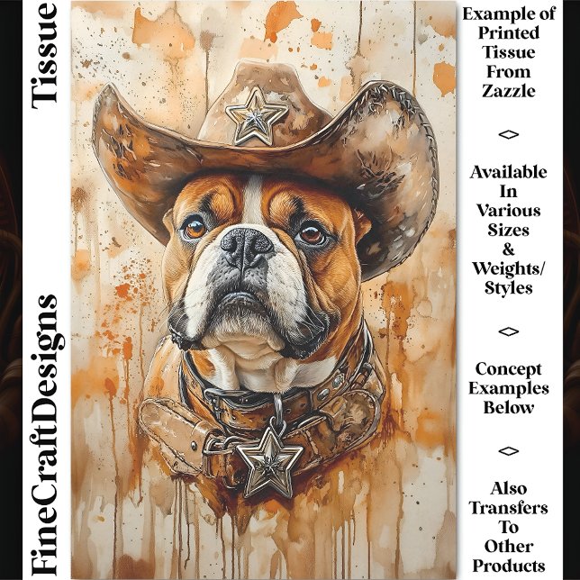 Rustikaler Western Sheriff Bulldog, Hat DD3 Decoup Seidenpapier (Von Creator hochgeladen)
