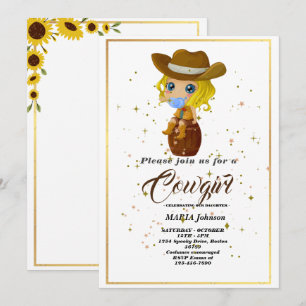 Rustikaler Western Sonnenblume Cowgirl Babydusche  Einladung