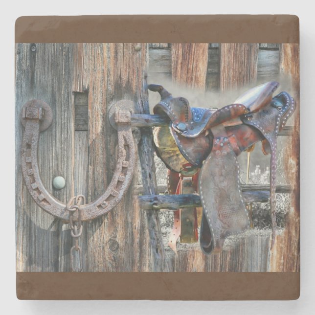 Rustikaler Western Steinuntersetzer (Vorderseite)