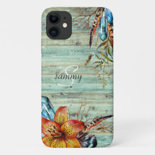 Rustikaler Western Türkis Boho Floral Monogramm Case-Mate iPhone Hülle