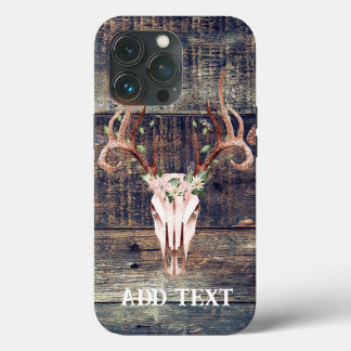 Rustikaler Western Türkis Wood Hirsch Schädel Case-Mate iPhone Hülle