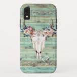 Rustikaler Western Türkisfarben Holzkuh Skull Mono Case-Mate iPhone Hülle<br><div class="desc">Boho Chic Kuh Skull Blume über Holzdesign und Ihr Monogramm. Das perfekte rustikale Gehäuse. Fügen Sie diesem Design Ihre benutzerdefinierte Formulierung hinzu, indem Sie die Felder "Diese Designvorlage bearbeiten" auf der rechten Seite des Elements verwenden, oder klicken Sie auf die blaue Schaltfläche "Anpassen", um den Text anzuordnen, die Schriftart und...</div>