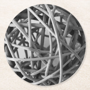 Rustikaler Wicker Ball Runder Pappuntersetzer