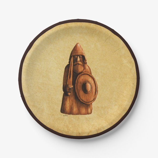Rustikaler Wikinger Pappteller (Vorderseite)