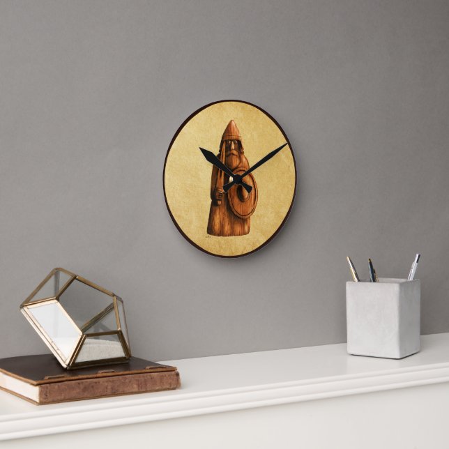 Rustikaler Wikinger Runde Wanduhr (Büro)