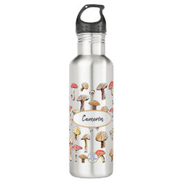 Rustikaler Wild Mushroom HandIllustriert Personali Edelstahlflasche