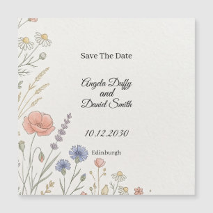 Rustikaler Wildblumen-Save-the-Date-Magnet Magnetkarte