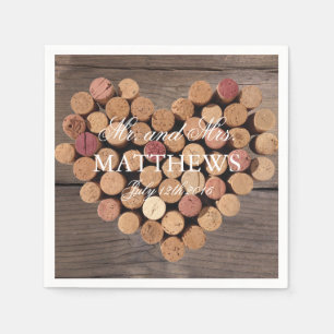 Rustikaler Wine Cork Hochzeitscocktail Napkins Serviette