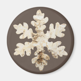 Rustikaler Winter Birchwood Schneeflocke braun wei Magnet