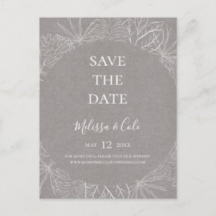 Rustikaler Winter   Graue Save The Date-Postkarte Einladungspostkarte