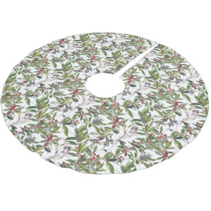 Rustikaler Winter Holly Berries Weihnachtsfest Polyester Weihnachtsbaumdecke
