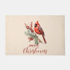 Rustikaler Winter Kardinal Holly Branch Fußmatte