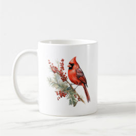 Rustikaler Winter Kardinal Holly Branch Kaffeetasse