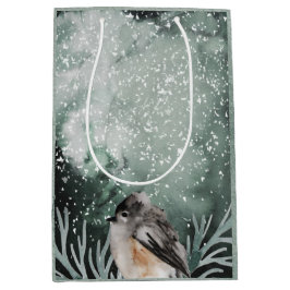 Rustikaler Winter mit gemütlichem Vogel Weihnachts Mittlere Geschenktüte