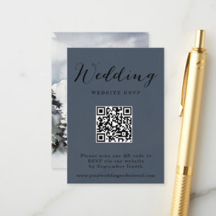 Rustikaler Winter Mountain QR Code Wedding Respons Begleitkarte