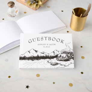 Rustikaler Winter Mountain Wedding Guest Gästebuch