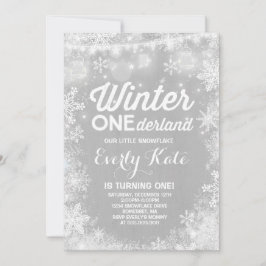 Rustikaler Winter ONEderland Geburtstag Einladung 