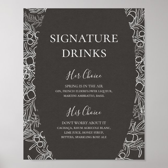 Rustikaler Winter | Signature Drinks (Kohle) Poster (Vorne)
