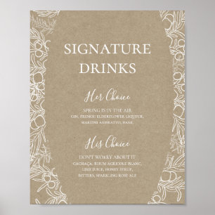 Rustikaler Winter   Signature Drinks-Zeichen Poster