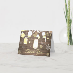 Rustikaler Winter Snowflake Mason Jar Yellow Dankeskarte