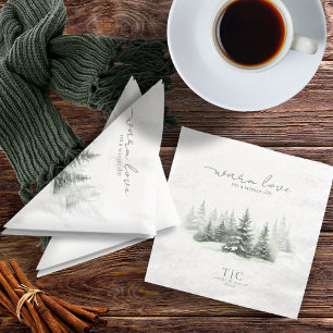 Rustikaler Winter Wedding Forest Green ID1049 Serviette