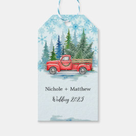 Rustikaler Winter Wedding Truck Gefallen Geschenkanhänger