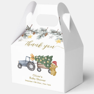 Rustikaler Winter-Weihnachtsbaum-Traktor-Bär-Baby- Geschenkschachtel