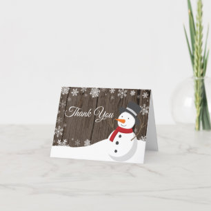 Rustikaler Winter Weihnachtsschneemann Dankeschön Dankeskarte