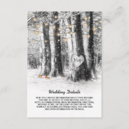 Rustikaler Winterbaum & Saitenlichter Hochzeitdeta Begleitkarte