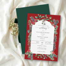 Rustikaler Winterbeerenrahmen Grün Rot Hochzeit